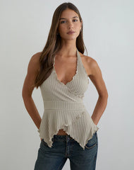 Kiwari Top in Waffle Knit Stone