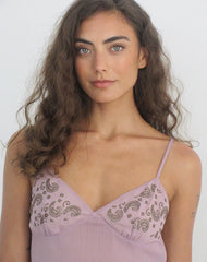 Nisara Cami Top in Dusty Mauve with Coma Studs