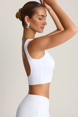 Draped Open-Back Tank Top in White