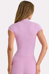 Soft Active Quarter-Zip Top in Sweet Pink