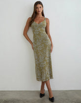 Selayu Midi Dress in Moss Petal Olive