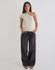 Tokiki One Shoulder Top in Jersey Ecru