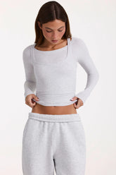 ButterCloud™ Layered Top in Grey Marl