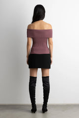 RIBBED TWIST OFF THE SHOULDER TOP