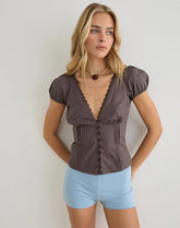 Ilias Corset Top in Poplin Peppercorn
