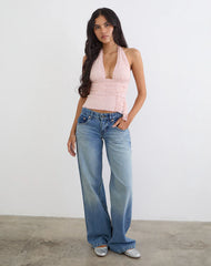 Prilla Halterneck Top in Lace Soft Pink