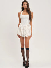 Lakeside Lace Halter Mini Dress
