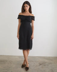 Watimu Midi Dress in Chiffon Black