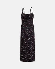 Posine Maxi Dress in Black with Red Rose Ditsy Print