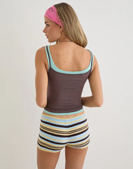 Oslyn Top in Coffee Quartz and Aqua Combination