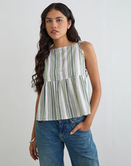 Myles Top in Sage Stripe