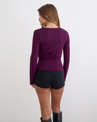 Sheon Long Sleeve Top in Rayon Jersey Fig