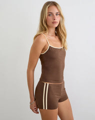 Solani Top in Cocoa Brown with Buttermilk Binding