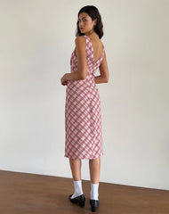 Liva Midi Dress in Pink Tartan