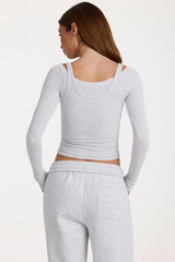 ButterCloud™ Layered Top in Grey Marl
