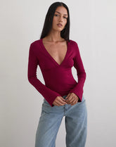 Emesy Long Sleeve Top in Burgundy