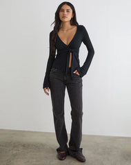 Lamae Wrap Top in Black