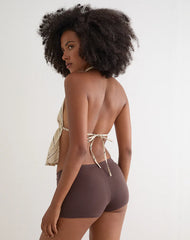 Syrma Backless Halterneck Top in Tilt Lines Beige