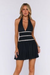 Love This For You Halter Mesh Mini Dress Black