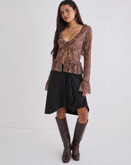 Primrose Long Sleeve Top in Oversized Snake Skin