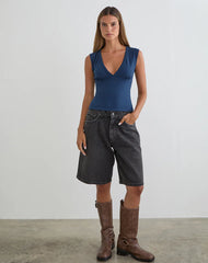 Emberly Plunge Top in Navy