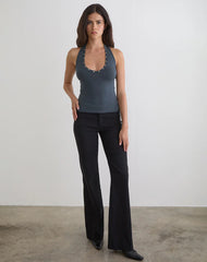 Jugo Halterneck Top in Ocean Storm with Eyelets