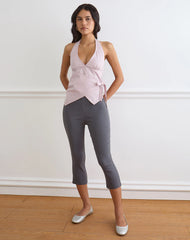 Yung Halterneck Top in Cotton Twill Soft Pink
