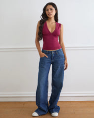 Emberly Plunge Top in Burgundy