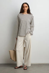 RELAXED STRIPED BOAT NECK TOP