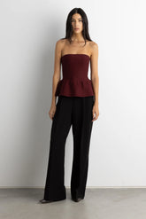 KNIT PEPLUM TUBE TOP