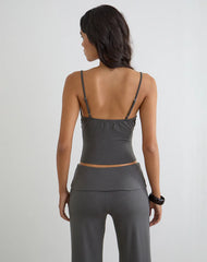 Morty Top in Spiral Charcoal Grey