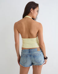 Cosio Halter Top in Clear Sequin Yellow