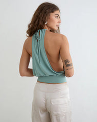 Miruna Halterneck Top in Aqua Grey