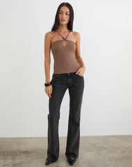 Satuna Top with Beads in Shimmer Knit Brown