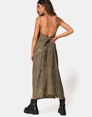 Hime Maxi Dress in Satin Rose Silver Grey