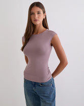 Novia Top with Ruched Sides in Dusty Mauve