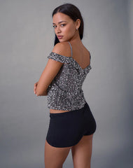 Savira Top in Chiffon Sequin Grey