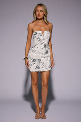 Starlit Promise Embellished Strapless Mini Dress White