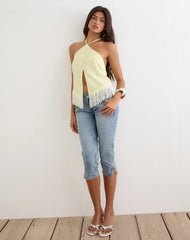 Junaya Top in Lemon with Vintage Bloom Embroidery