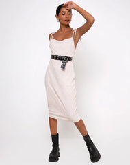 Paloma Midi Dress in Flock Ditsy Leopard Taupe