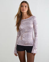 Talindra Long Sleeve Top in Leopard Jersey Lilac