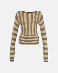 Maude Top in Stripe Taupe and Neutral