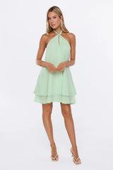 Lucky Charm Halter Mini Dress Mint