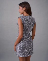 Kasuya Mini Dress in Chiffon Sequin Grey