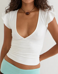 Wilkes Wrap Top in Jersey Off White