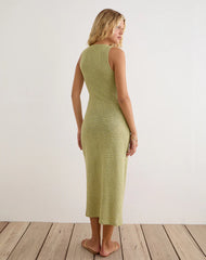 Masela Midi Dress in Sequin Knit Green