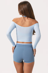 Soft Jersey Off-Shoulder Top in Powder Blue