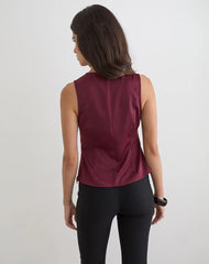Valeska Lace Insert Top in Satin Zinfandel