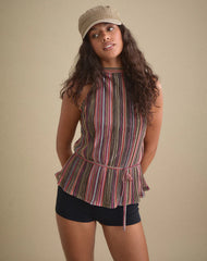 Brienne Top in Shimmer Plisse Multicolour Brown