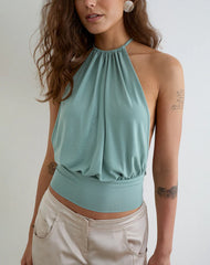 Miruna Halterneck Top in Aqua Grey